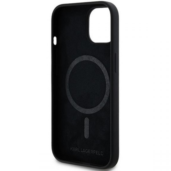  Чохол Karl Lagerfeld Silicone Karl amp; Choupette Head для iPhone 15|14|13 Black with MagSafe (KLHMP15SSKCHPPLK)